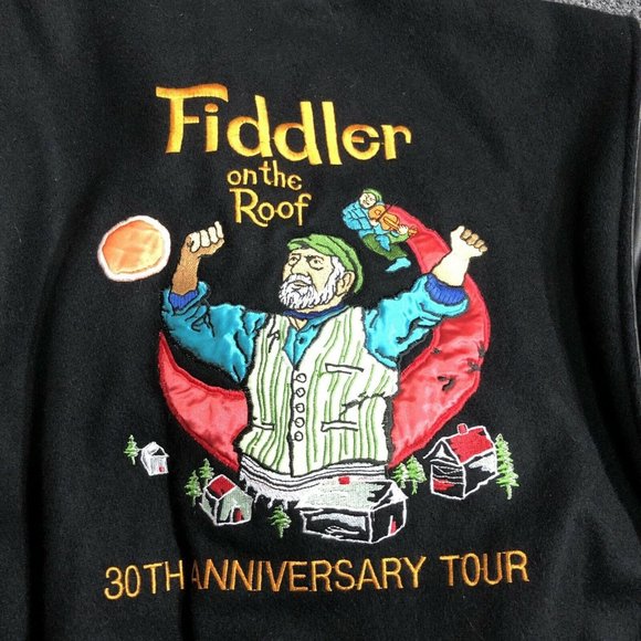 Rare Fiddler on the roof 30th Broadway play 2k Staff Jacket M Embroidered back